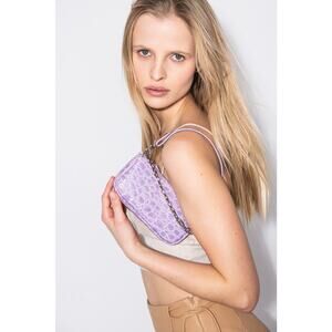 NWT By Far Rachel Mini Lilac Circular Crocodile Croc Embossed Leather Small Bag